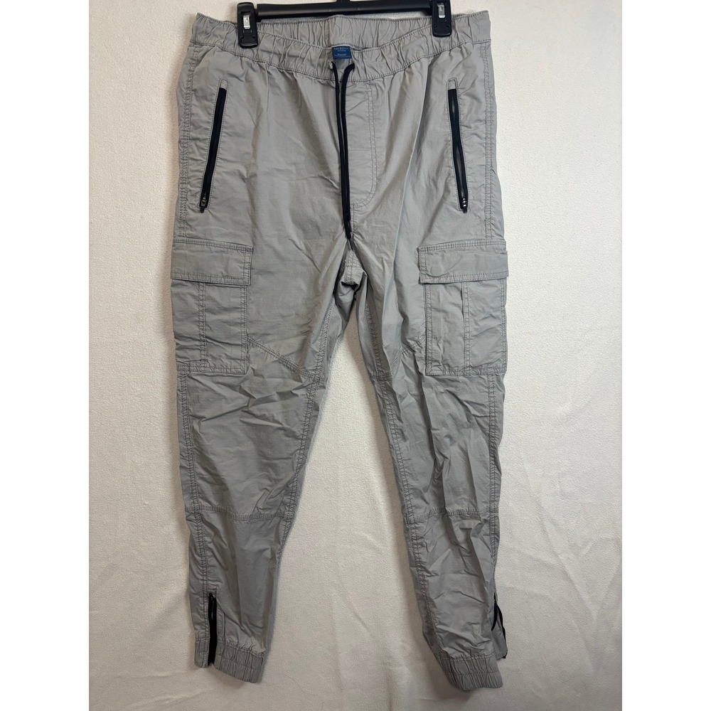 Arizona Jean Co Mens Cargo Jogger Pants Gray Ripstop Utility Size 34